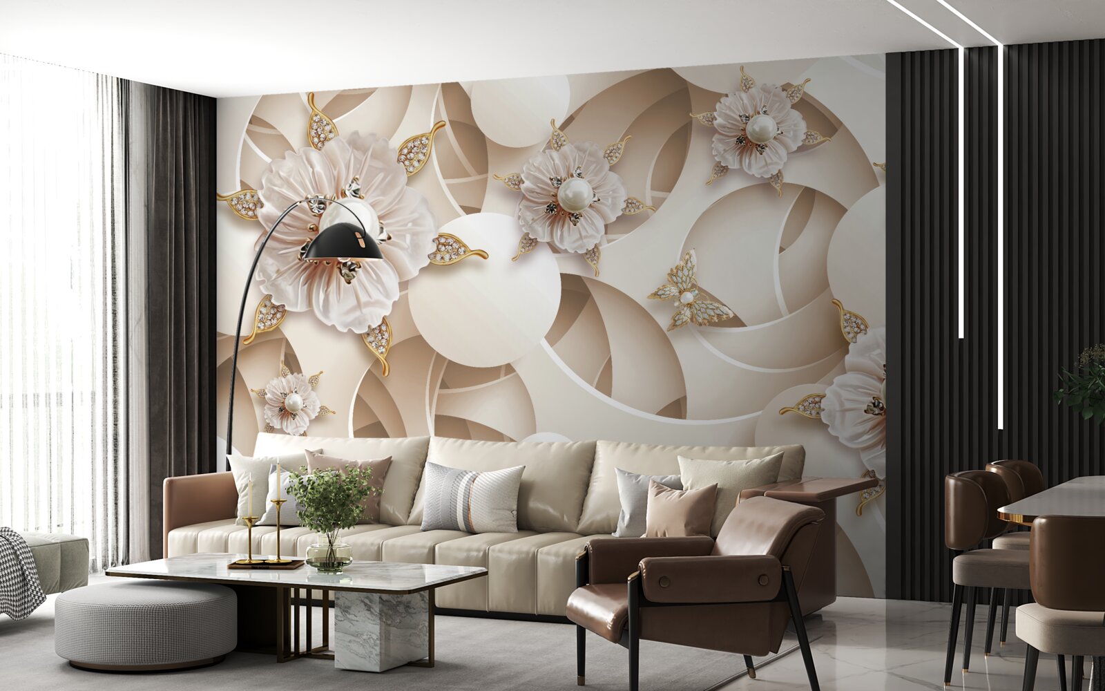 Fototapeta perleťovo biele púčiky s bielymi perlami