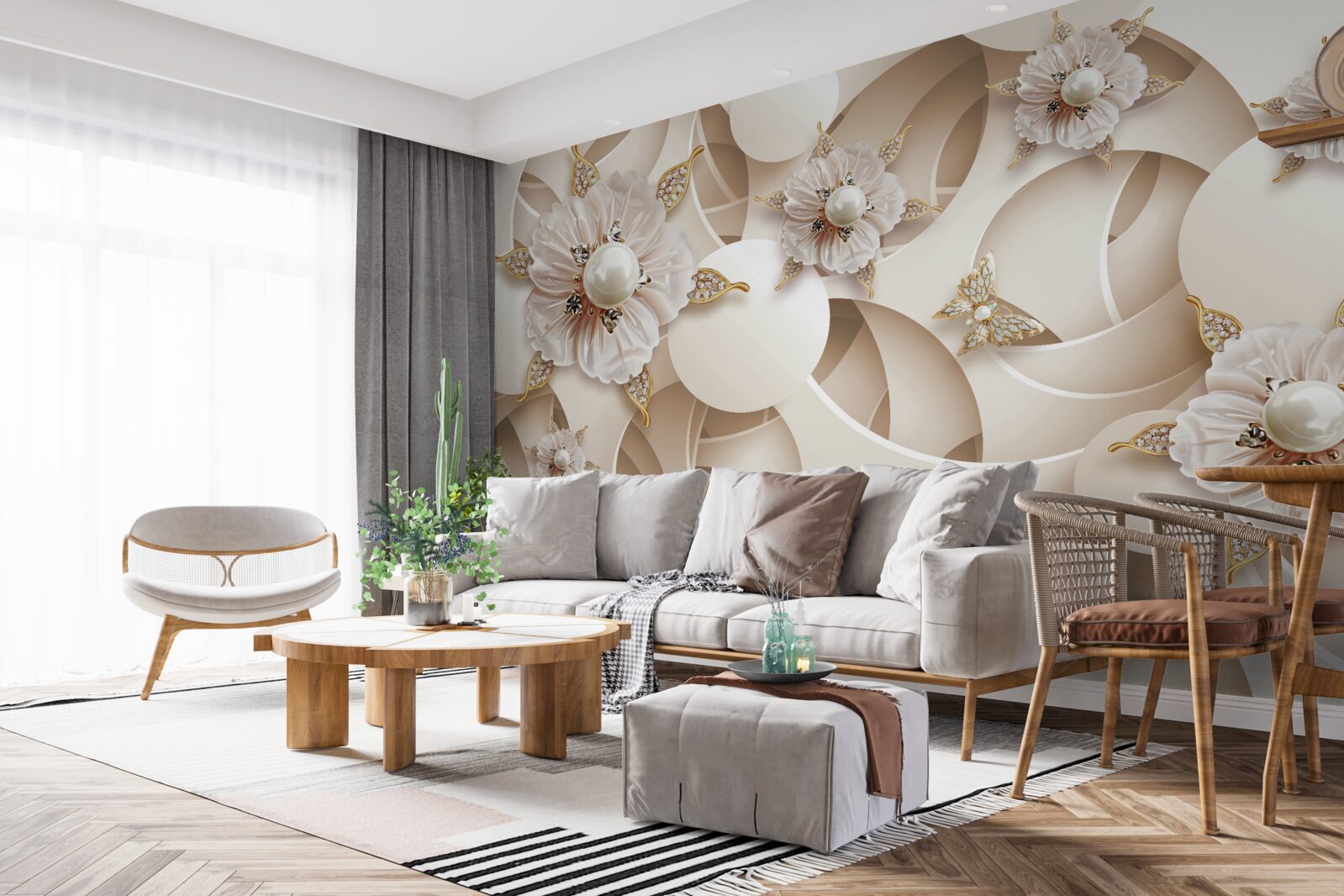 Fototapeta perleťovo biele púčiky s bielymi perlami