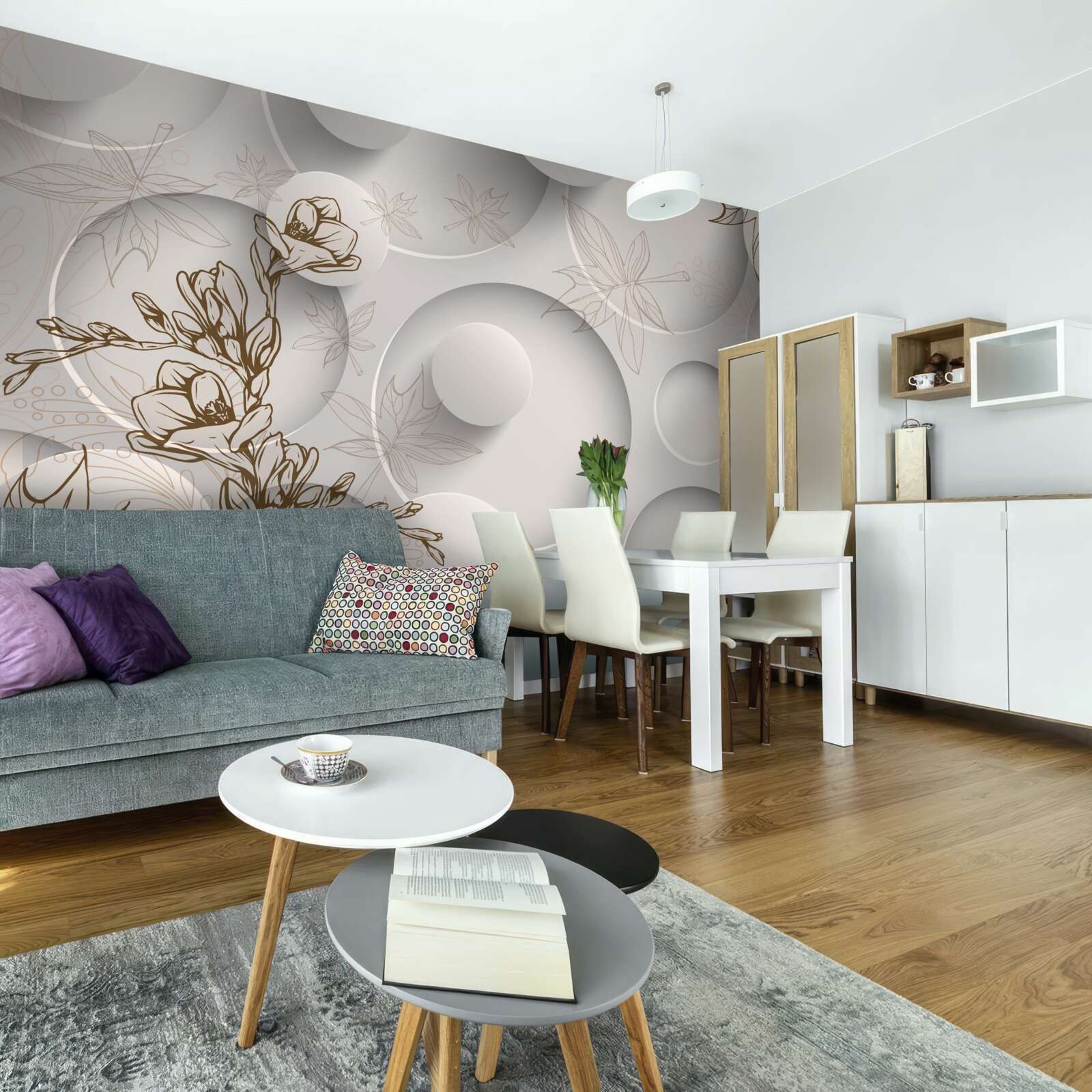 Fototapeta stromy majú zlaté konáre na pozadí oblých tvarov