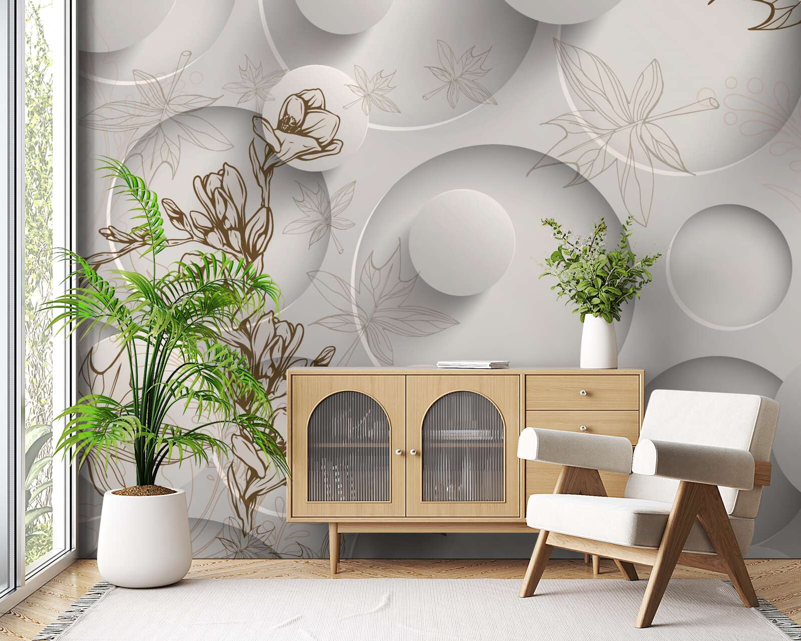 Fototapeta stromy majú zlaté konáre na pozadí oblých tvarov