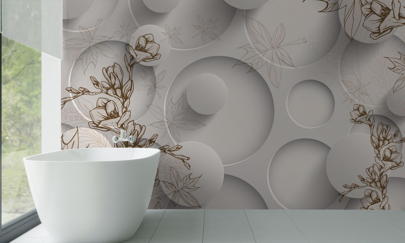 Fototapeta stromy majú zlaté konáre na pozadí oblých tvarov