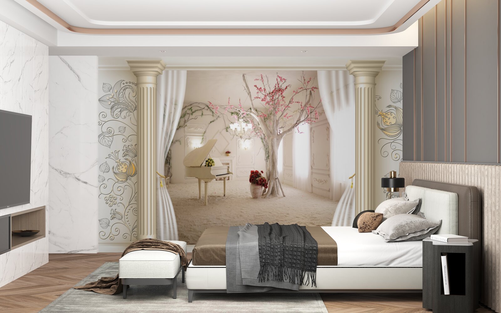 Fototapeta pohodlná obývacia izba s pravým drevom