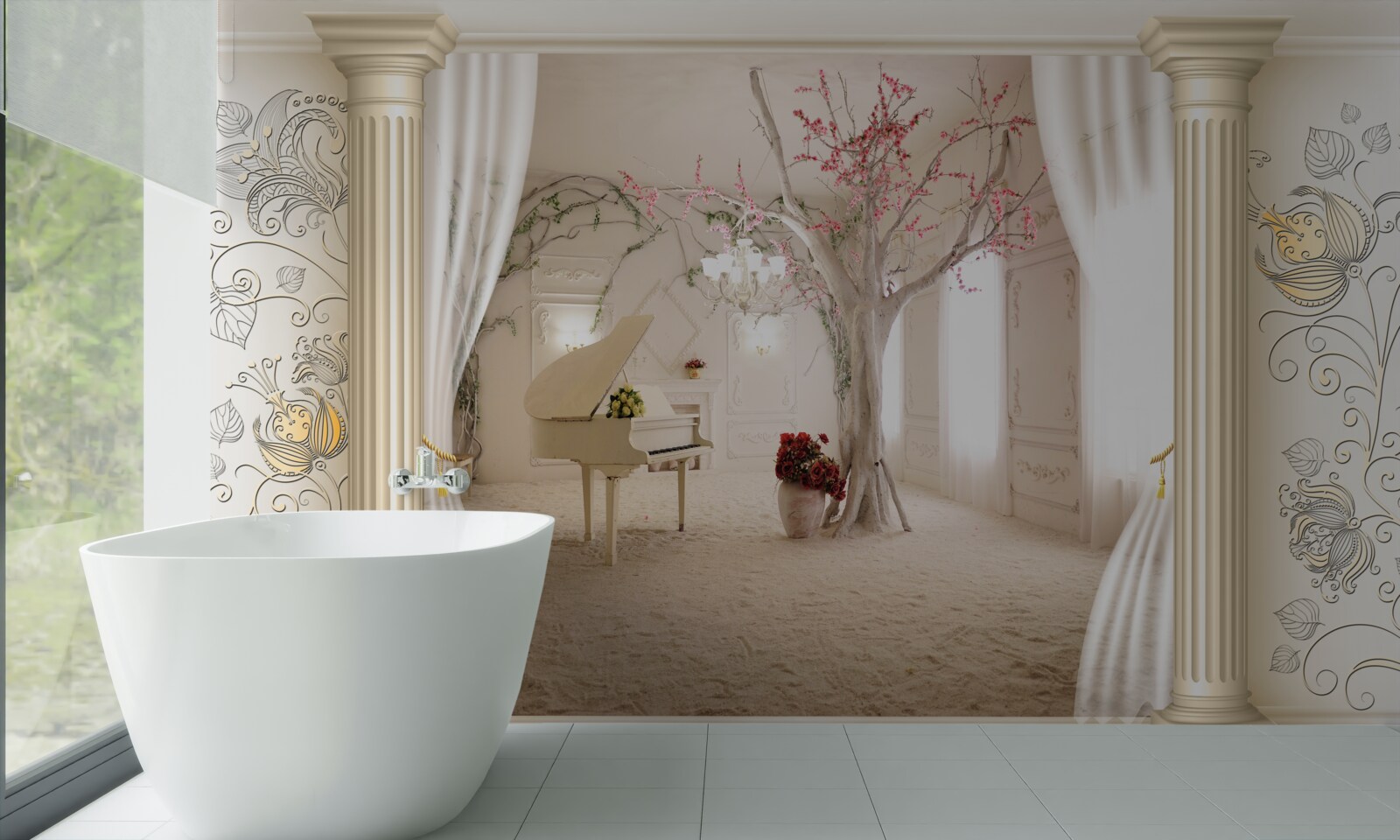 Fototapeta pohodlná obývacia izba s pravým drevom