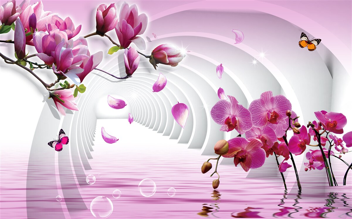 Fototapeta nádherné odtiene ružovej magnólie a orchidey