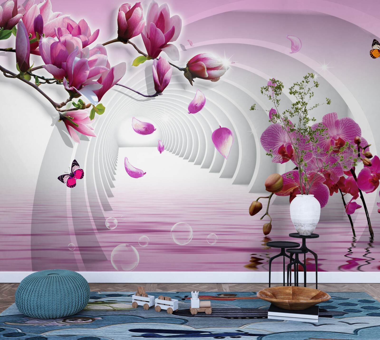 Fototapeta nádherné odtiene ružovej magnólie a orchidey