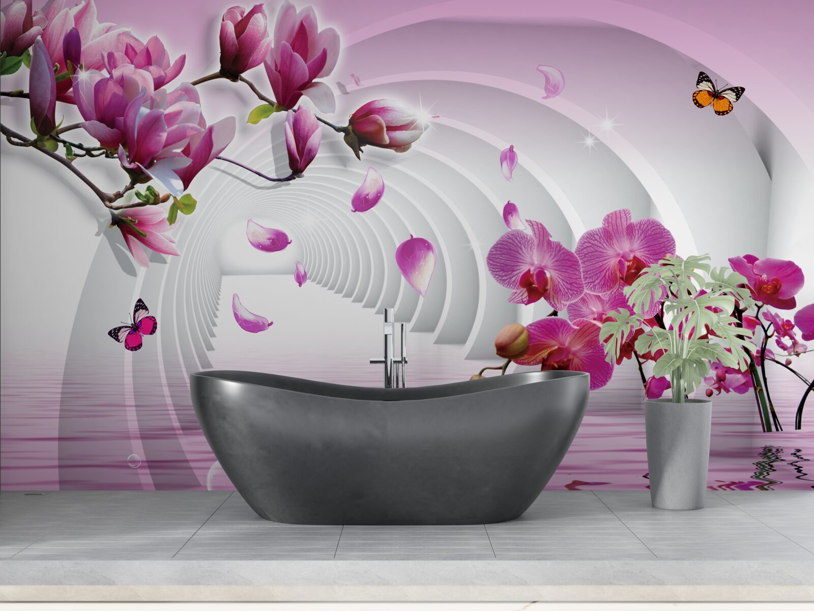 Fototapeta nádherné odtiene ružovej magnólie a orchidey