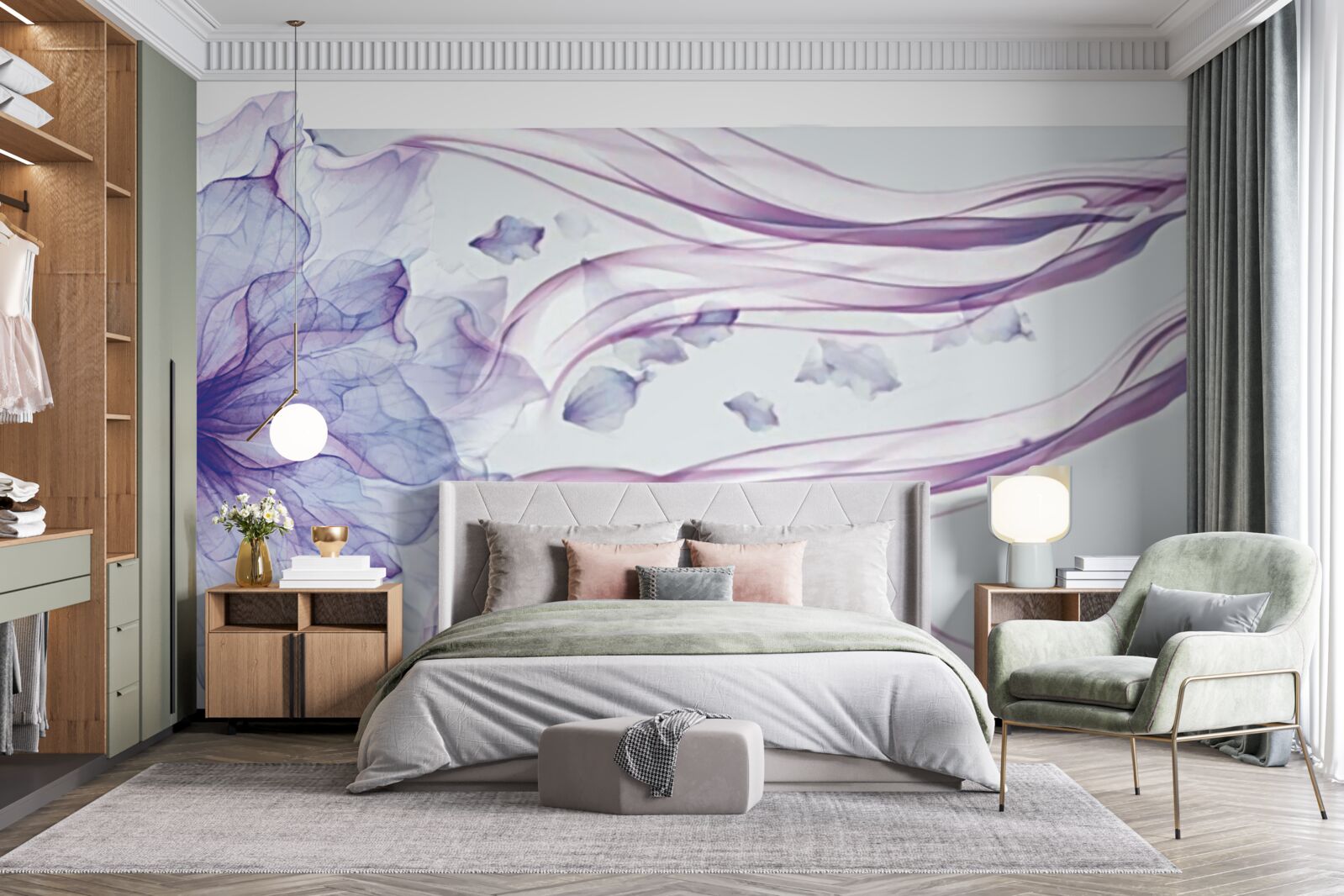 Fototapeta kvet s priehľadnou modrou pod vodnou hladinou