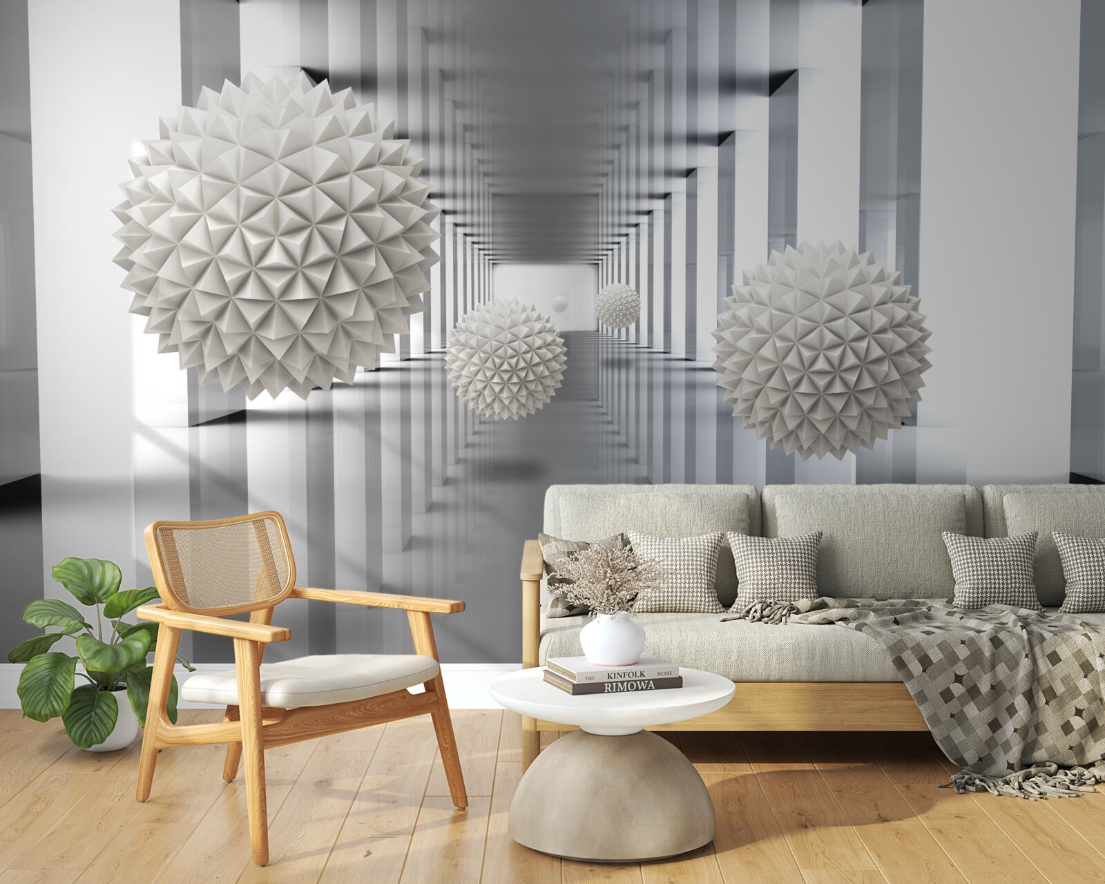 Fototapeta perspektívny tunel, osvetlený a ozdobený balónmi