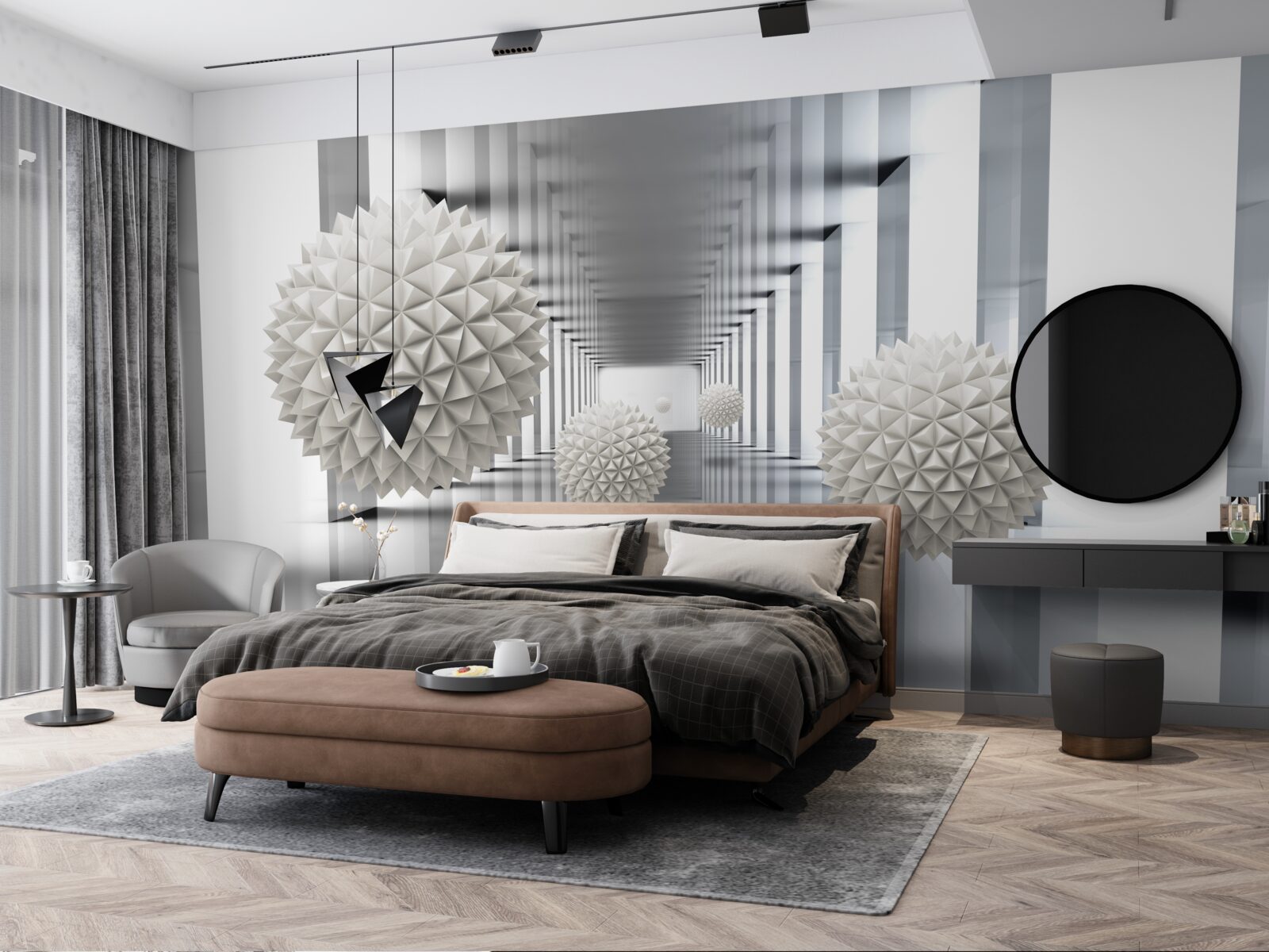 Fototapeta perspektívny tunel, osvetlený a ozdobený balónmi