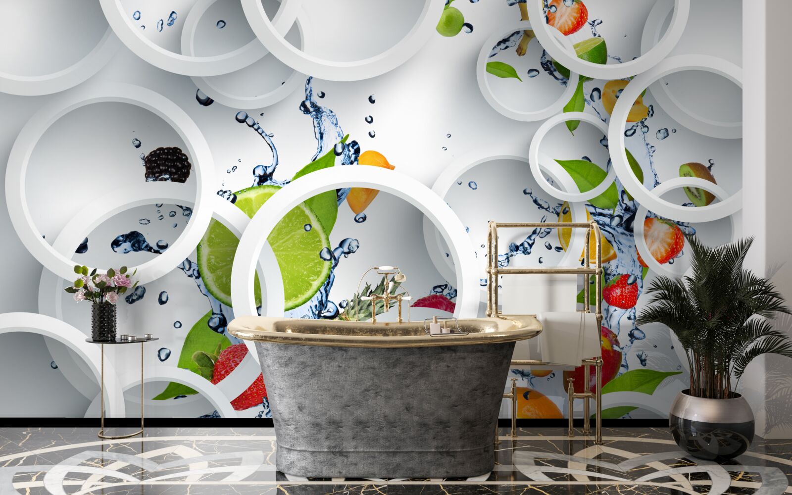 Fototapeta okrúhle kvapky vody na letnom ovocí