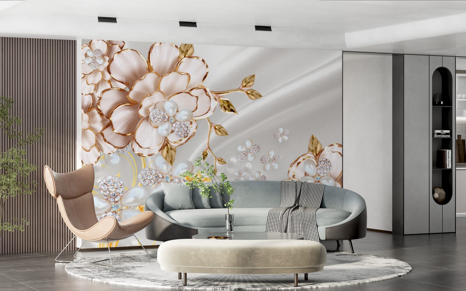 Fototapeta pivonky pokryté perlami zlatých odtieňov