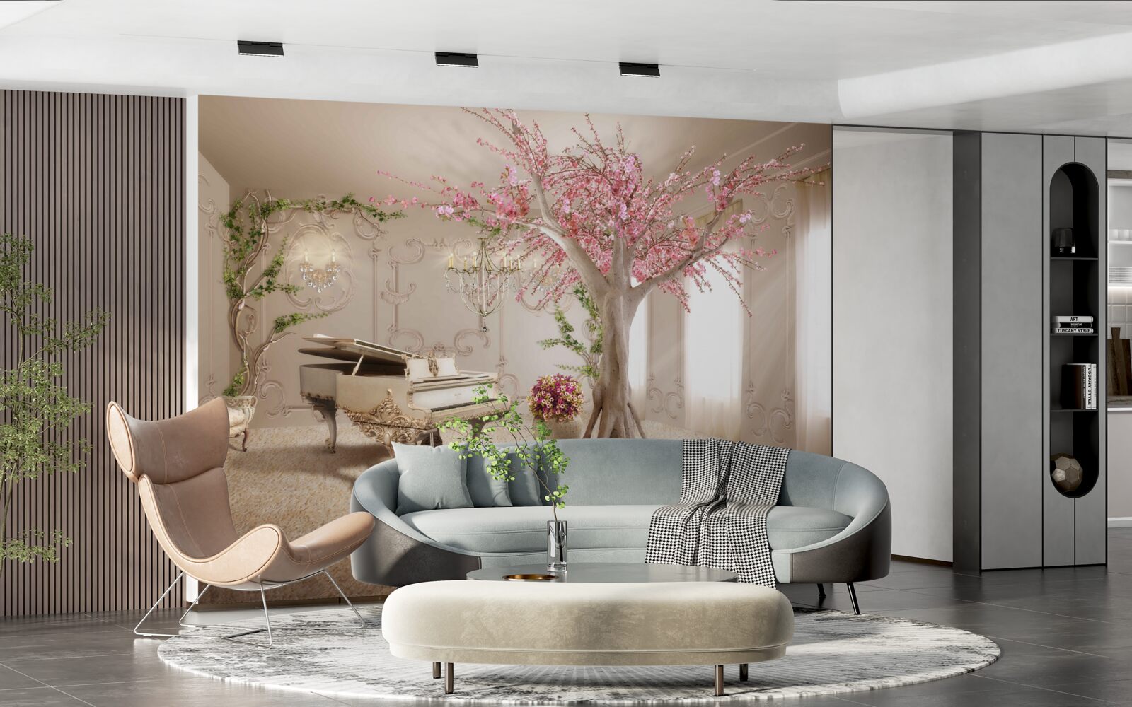 Fototapeta magická obývačka so stromom sakura