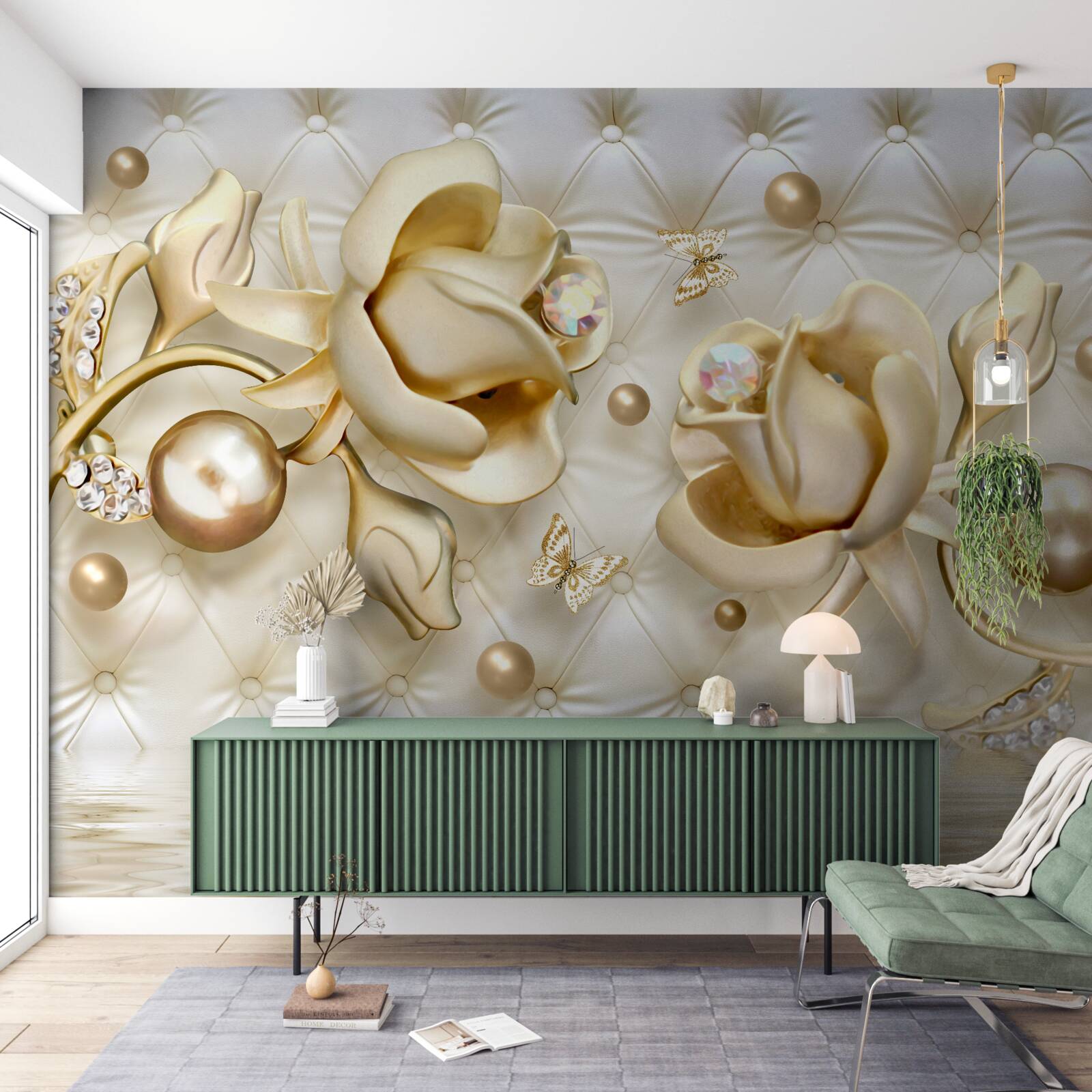 Fototapeta diamantové ruže v zlatom odtieni