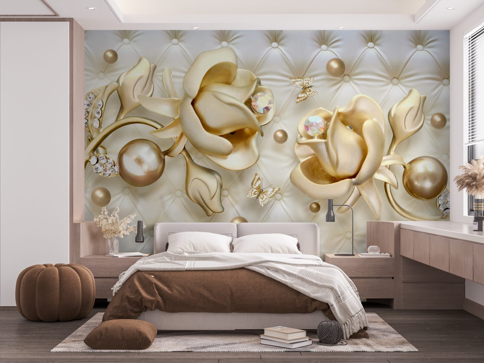 Fototapeta diamantové ruže v zlatom odtieni