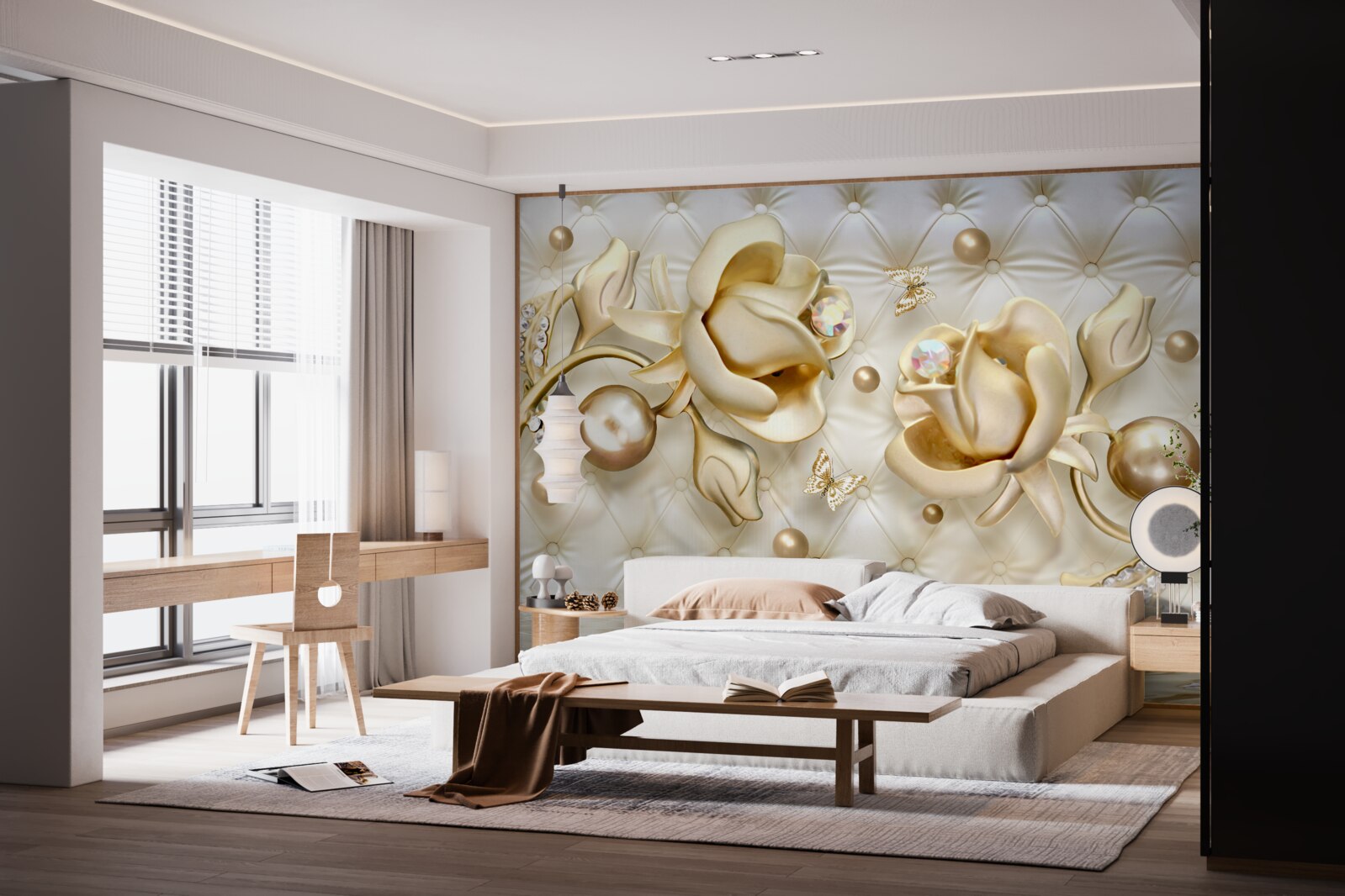 Fototapeta diamantové ruže v zlatom odtieni