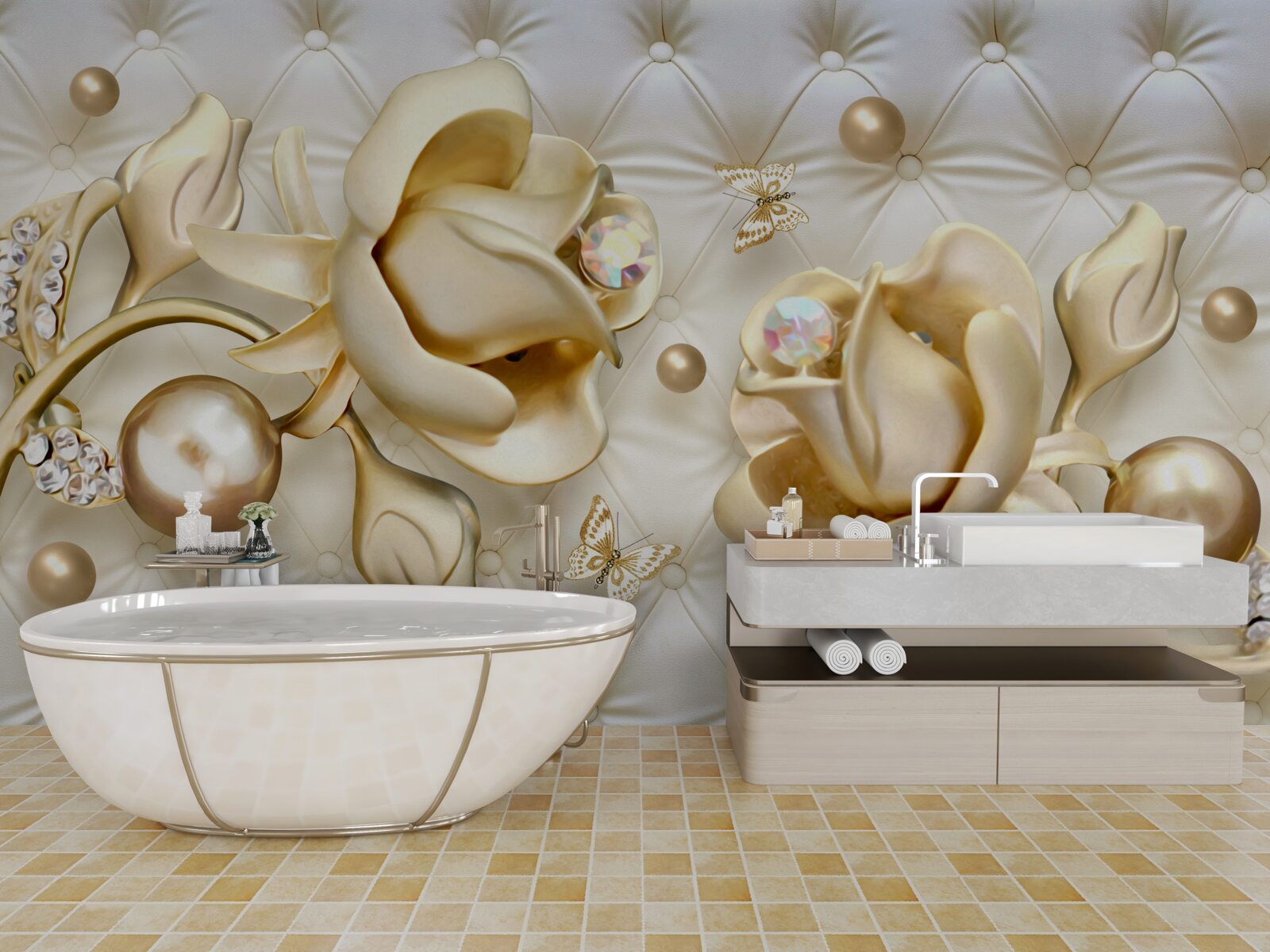 Fototapeta diamantové ruže v zlatom odtieni