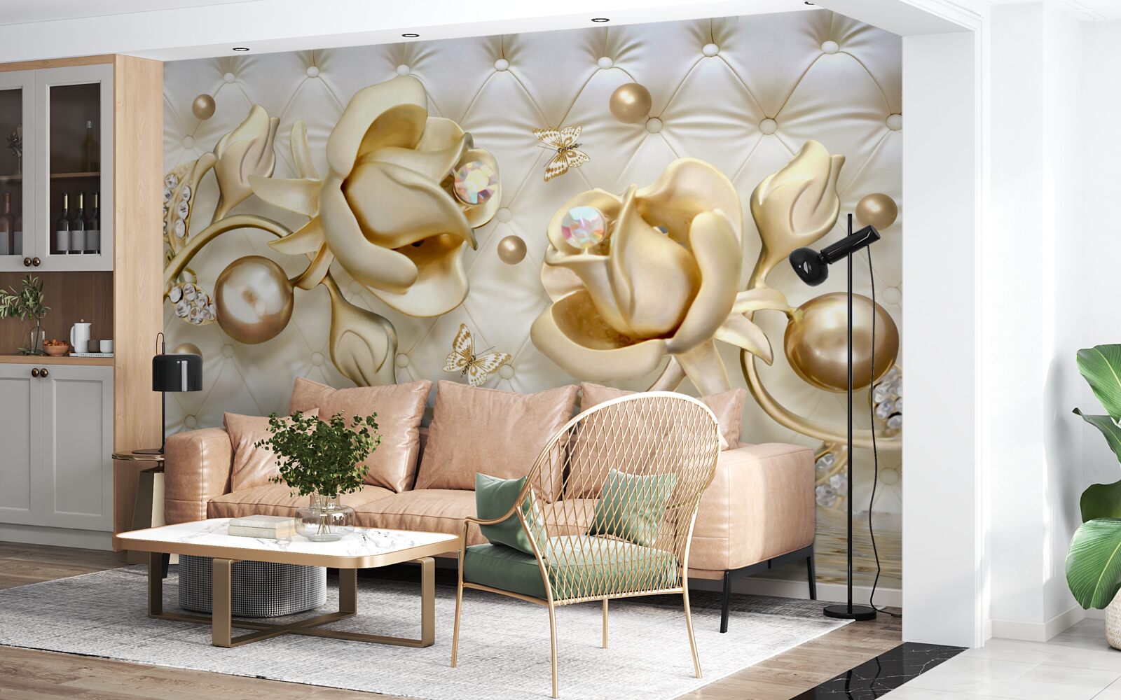 Fototapeta diamantové ruže v zlatom odtieni