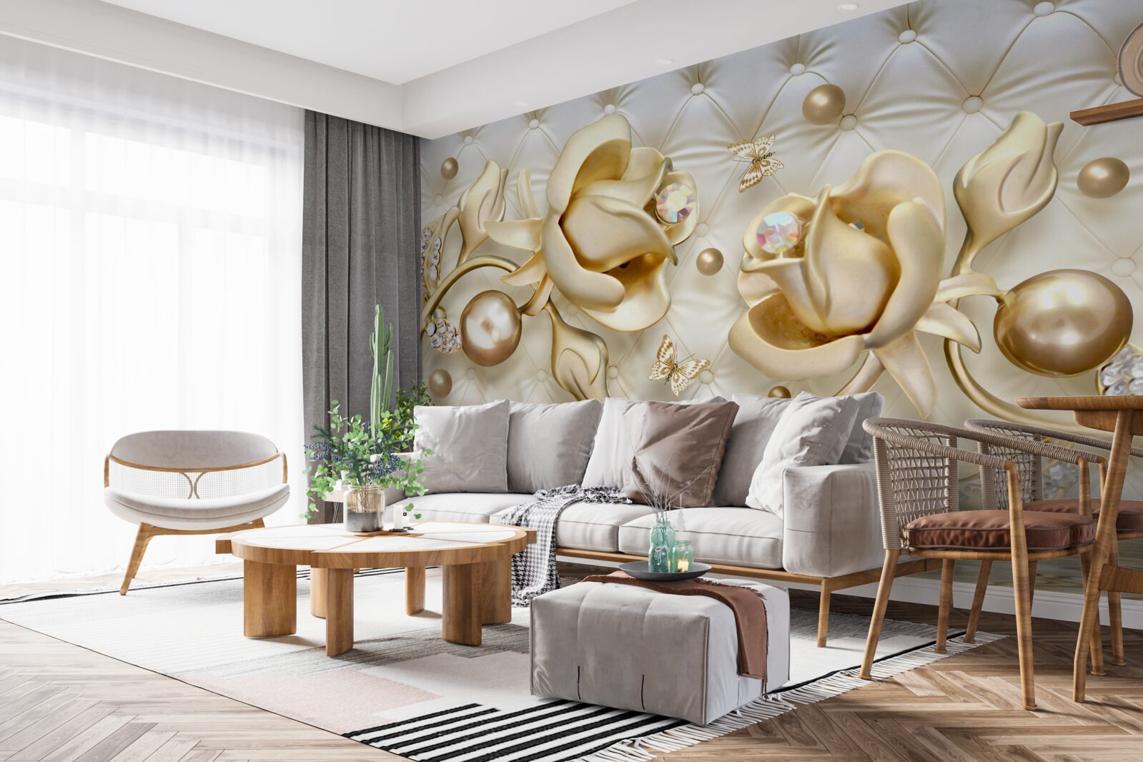 Fototapeta diamantové ruže v zlatom odtieni