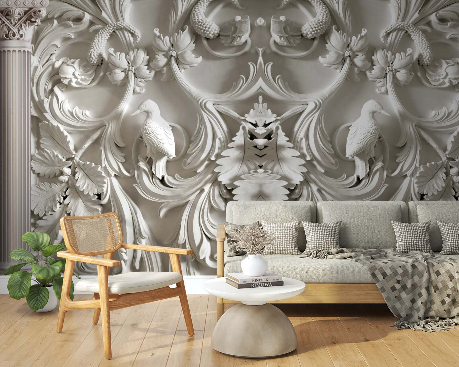 Fototapeta objemové biele detaily na stene