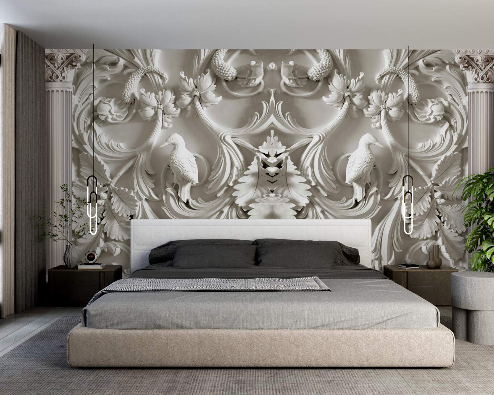 Fototapeta objemové biele detaily na stene