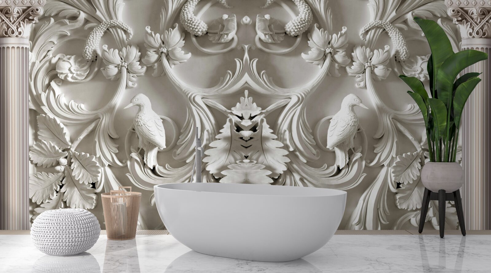 Fototapeta objemové biele detaily na stene