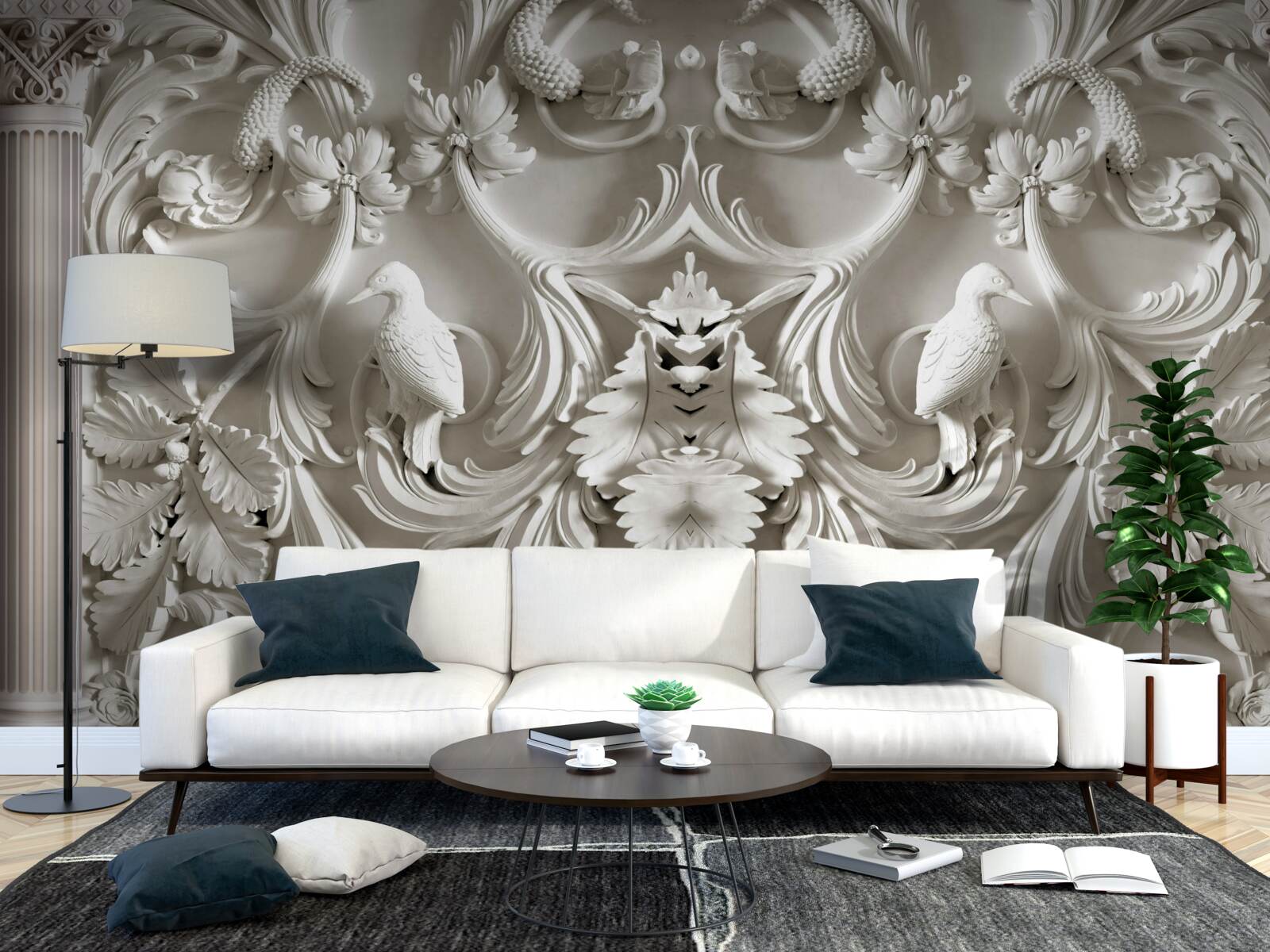 Fototapeta objemové biele detaily na stene