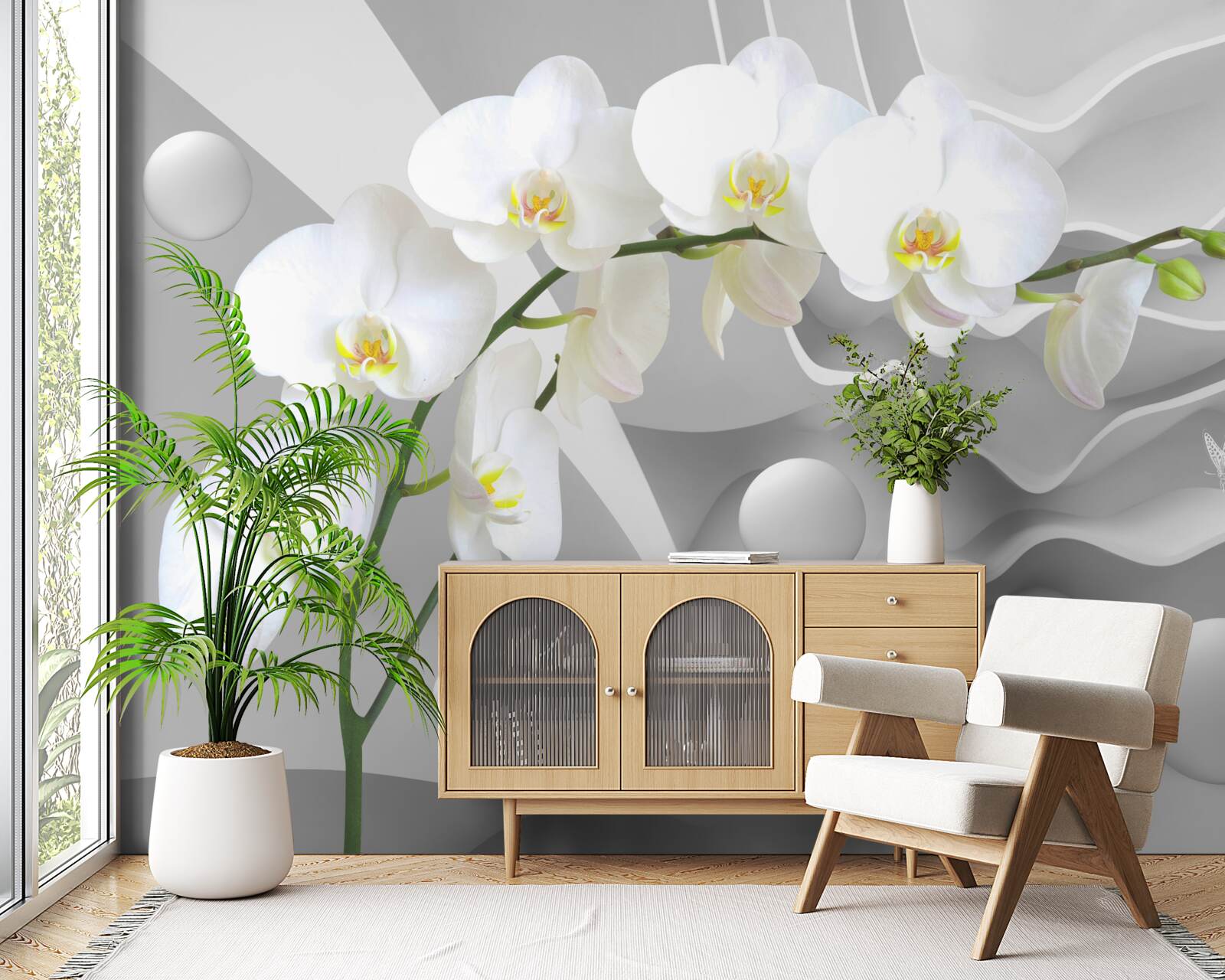 Fototapeta biely kvet orchidey na konári