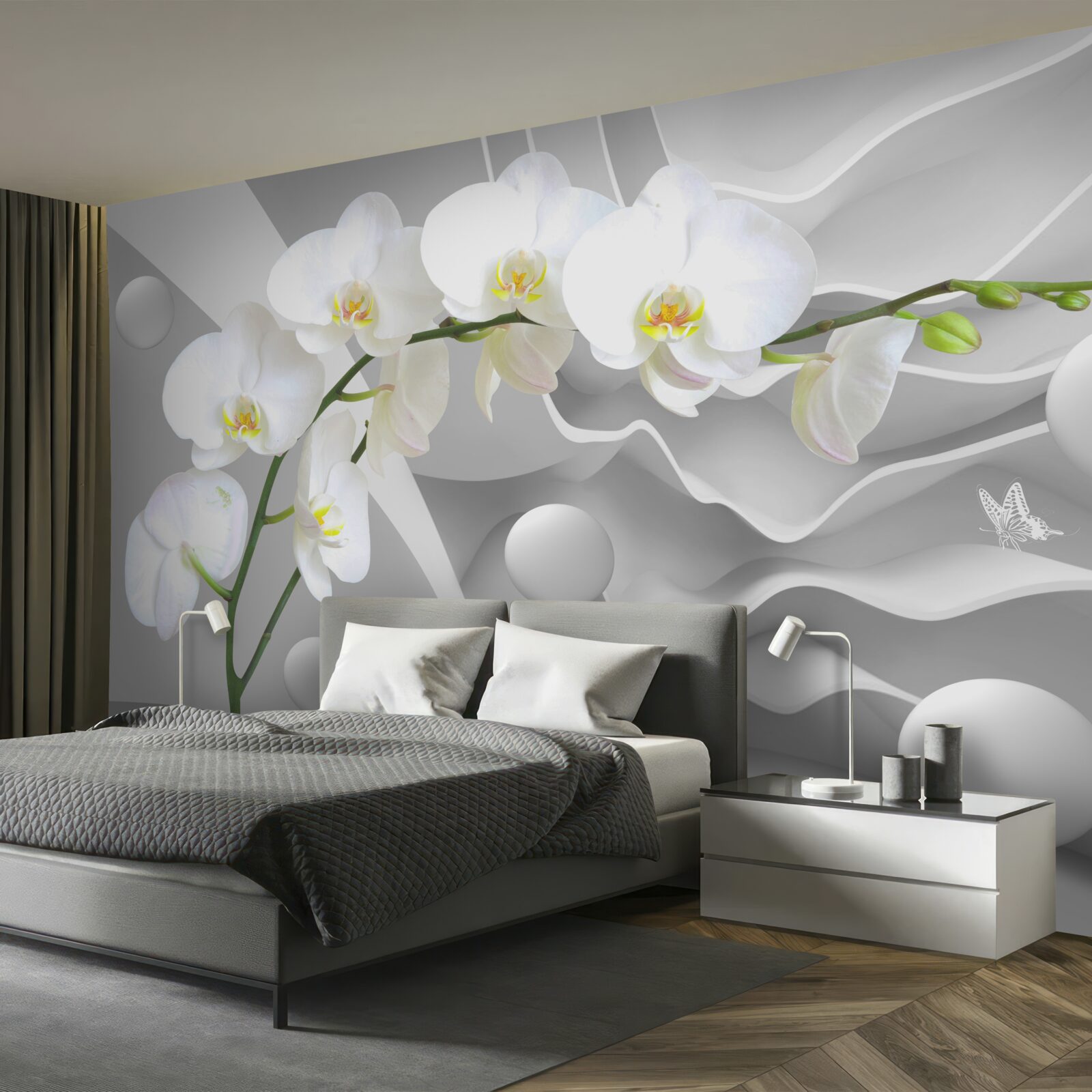 Fototapeta biely kvet orchidey na konári