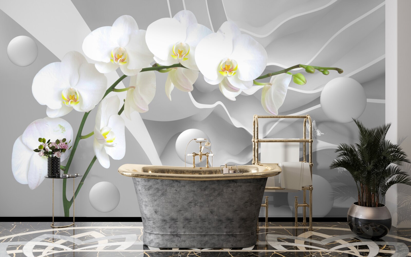 Fototapeta biely kvet orchidey na konári