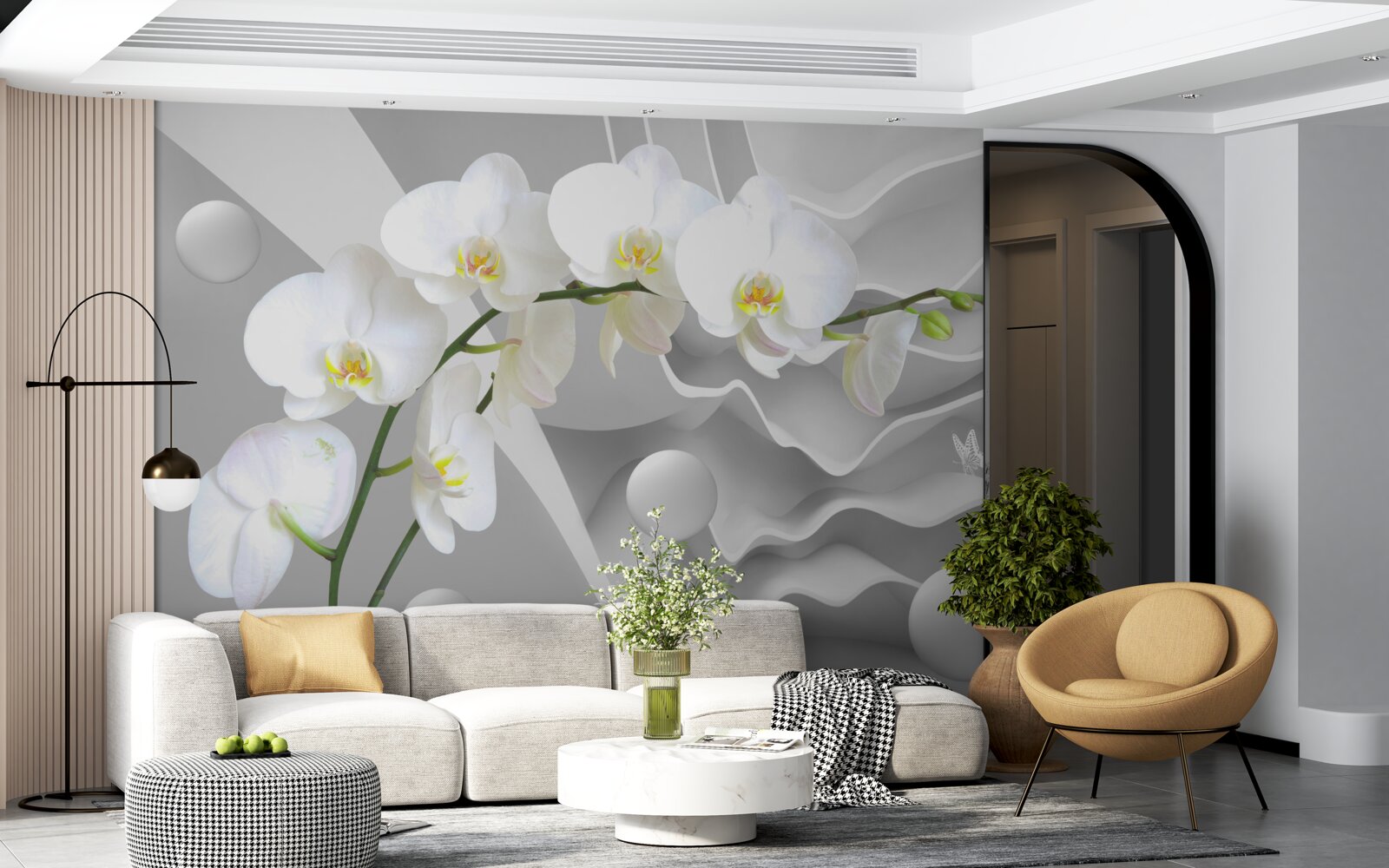 Fototapeta biely kvet orchidey na konári