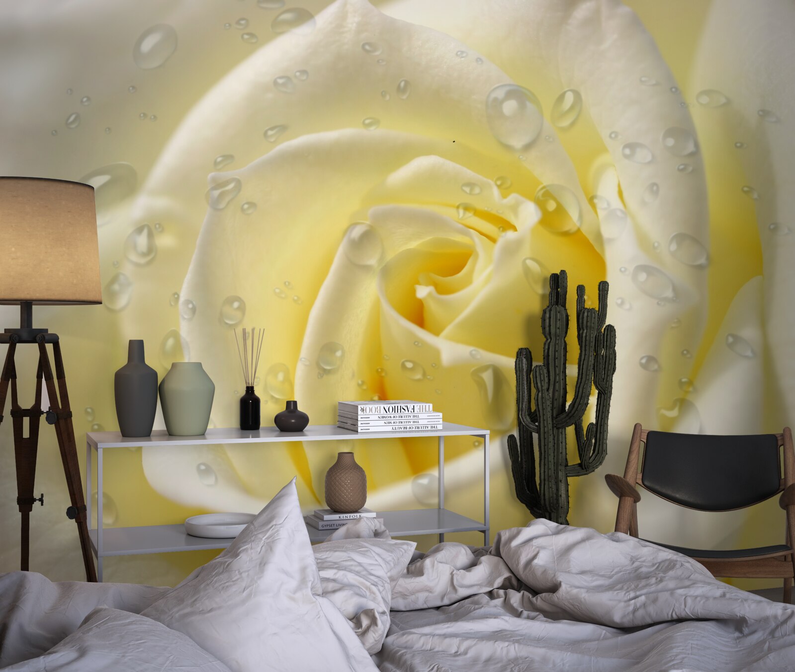 Fototapeta kvapky dažďa na žltej ruži