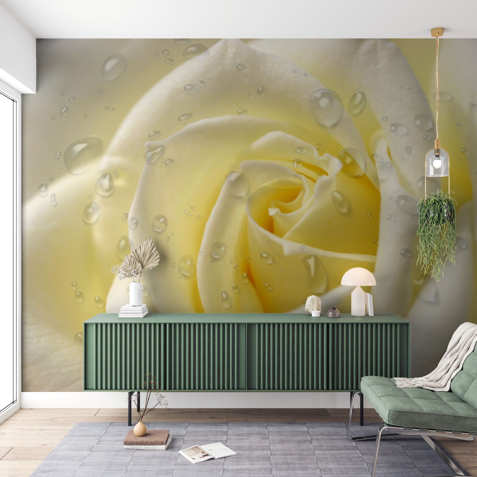 Fototapeta kvapky dažďa na žltej ruži