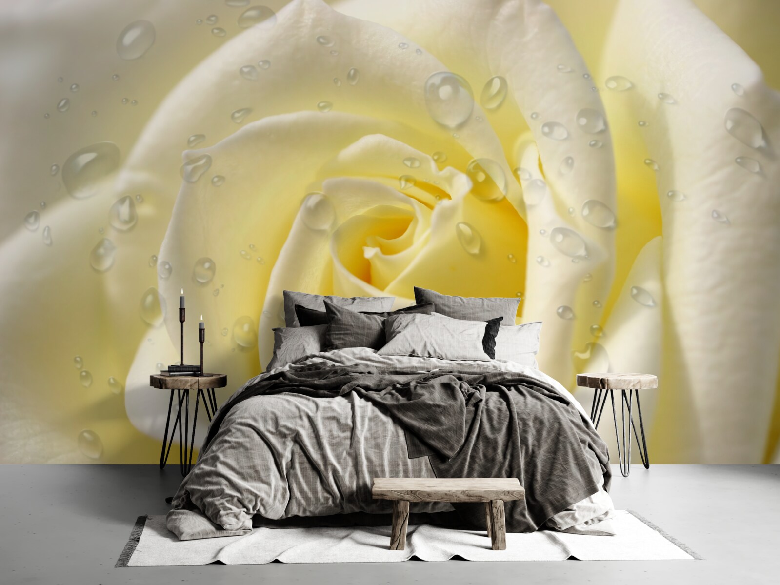 Fototapeta kvapky dažďa na žltej ruži