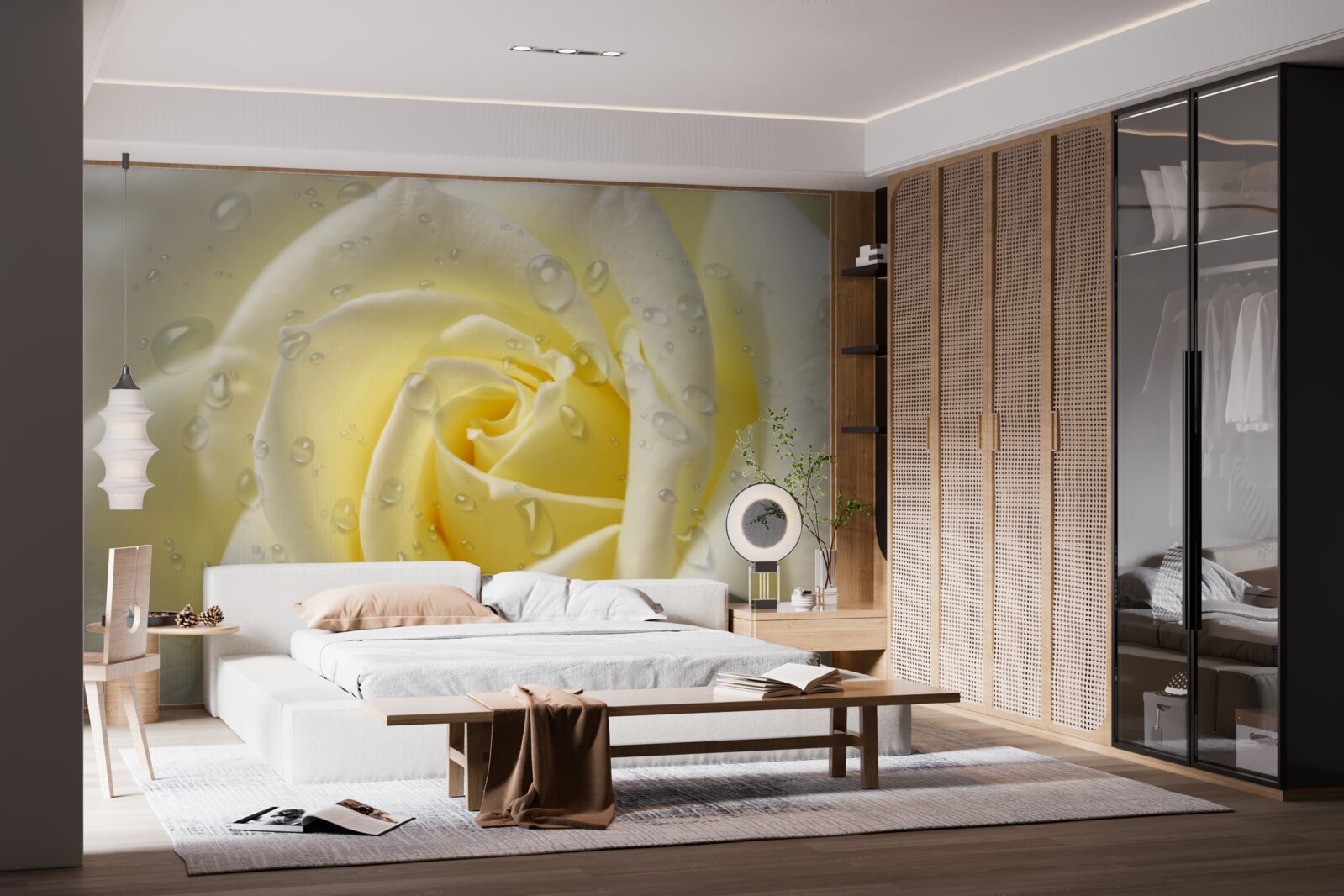 Fototapeta kvapky dažďa na žltej ruži