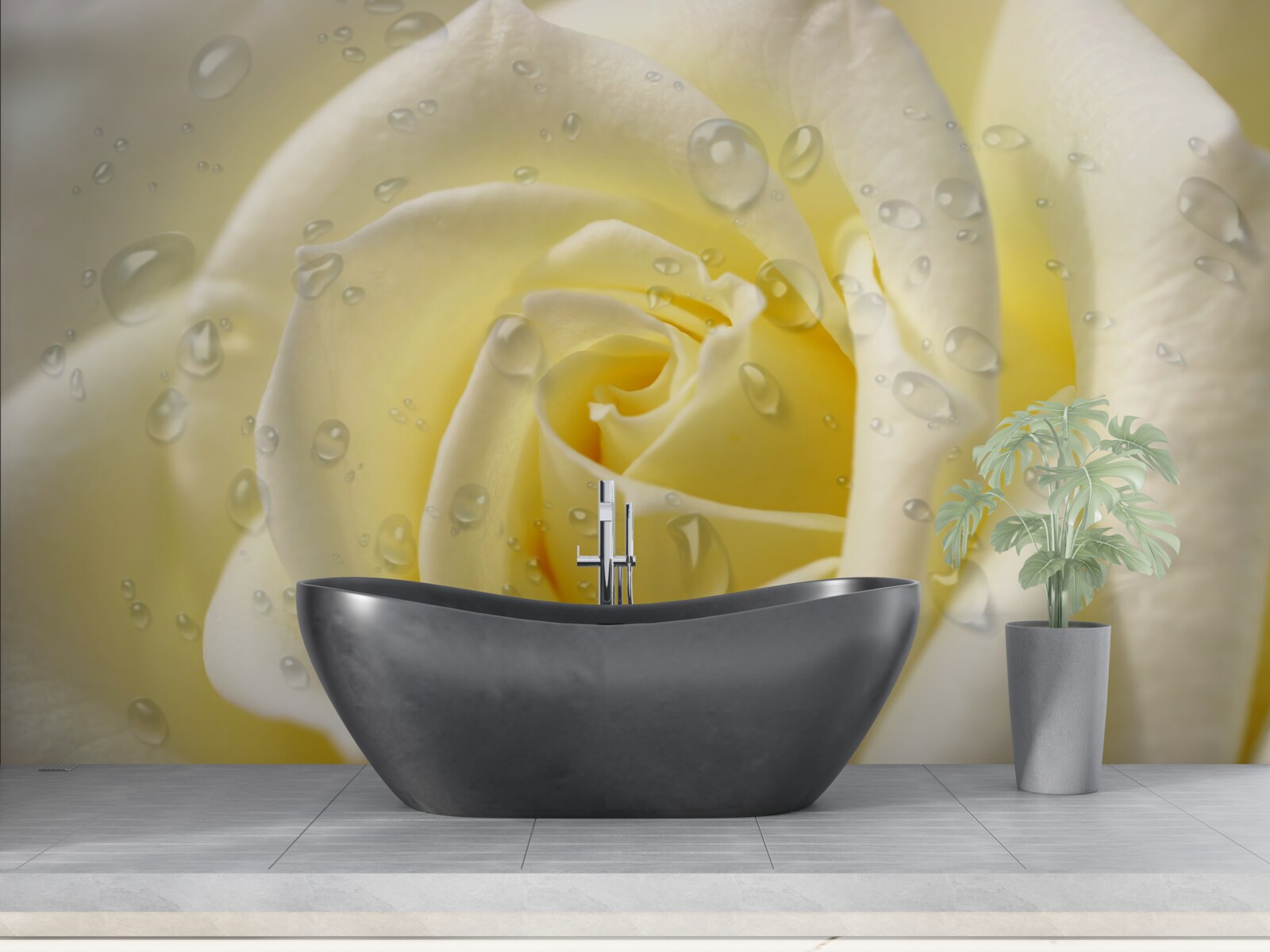 Fototapeta kvapky dažďa na žltej ruži