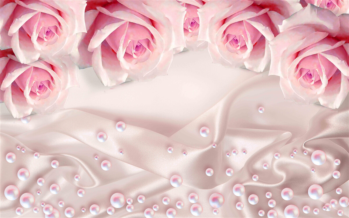 Fototapeta perly a ružové kvety