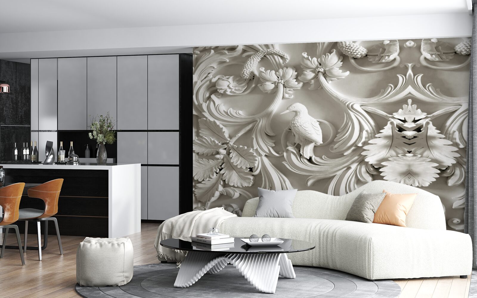 Fototapeta biely basreliéf vyrobený zo sadry