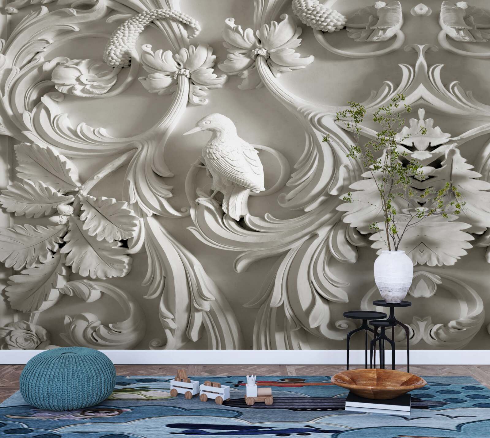 Fototapeta biely basreliéf vyrobený zo sadry