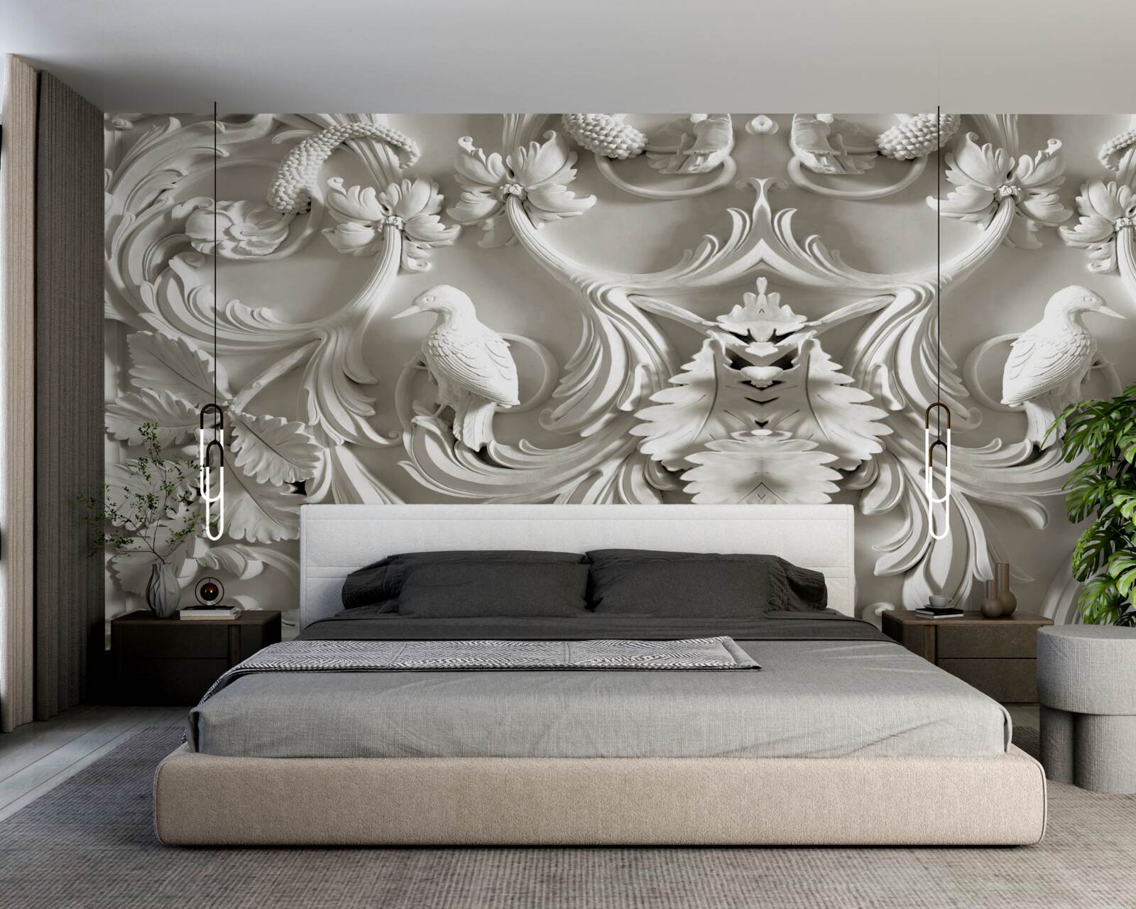 Fototapeta biely basreliéf vyrobený zo sadry