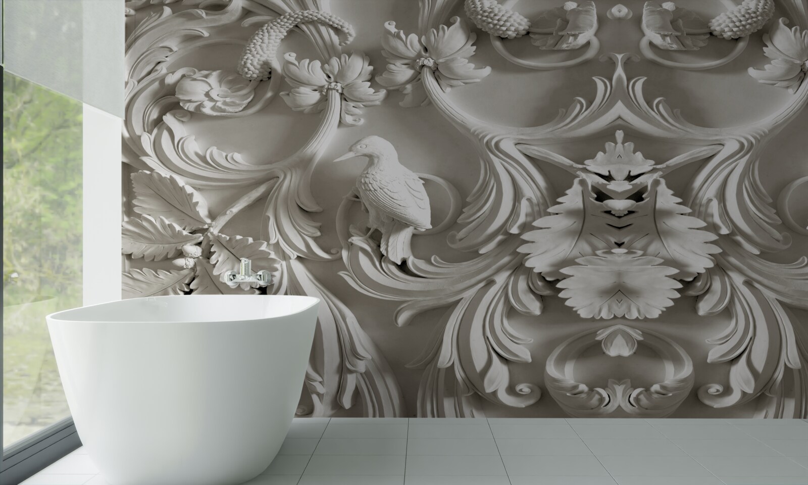 Fototapeta biely basreliéf vyrobený zo sadry