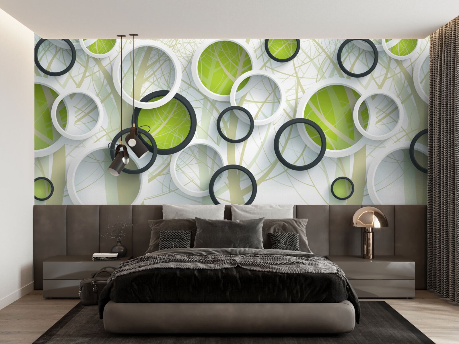 Fototapeta biele a zelené kruhy nad sebou