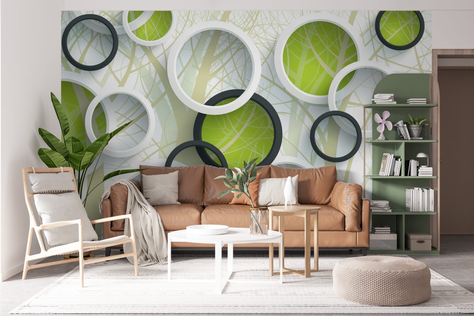 Fototapeta biele a zelené kruhy nad sebou