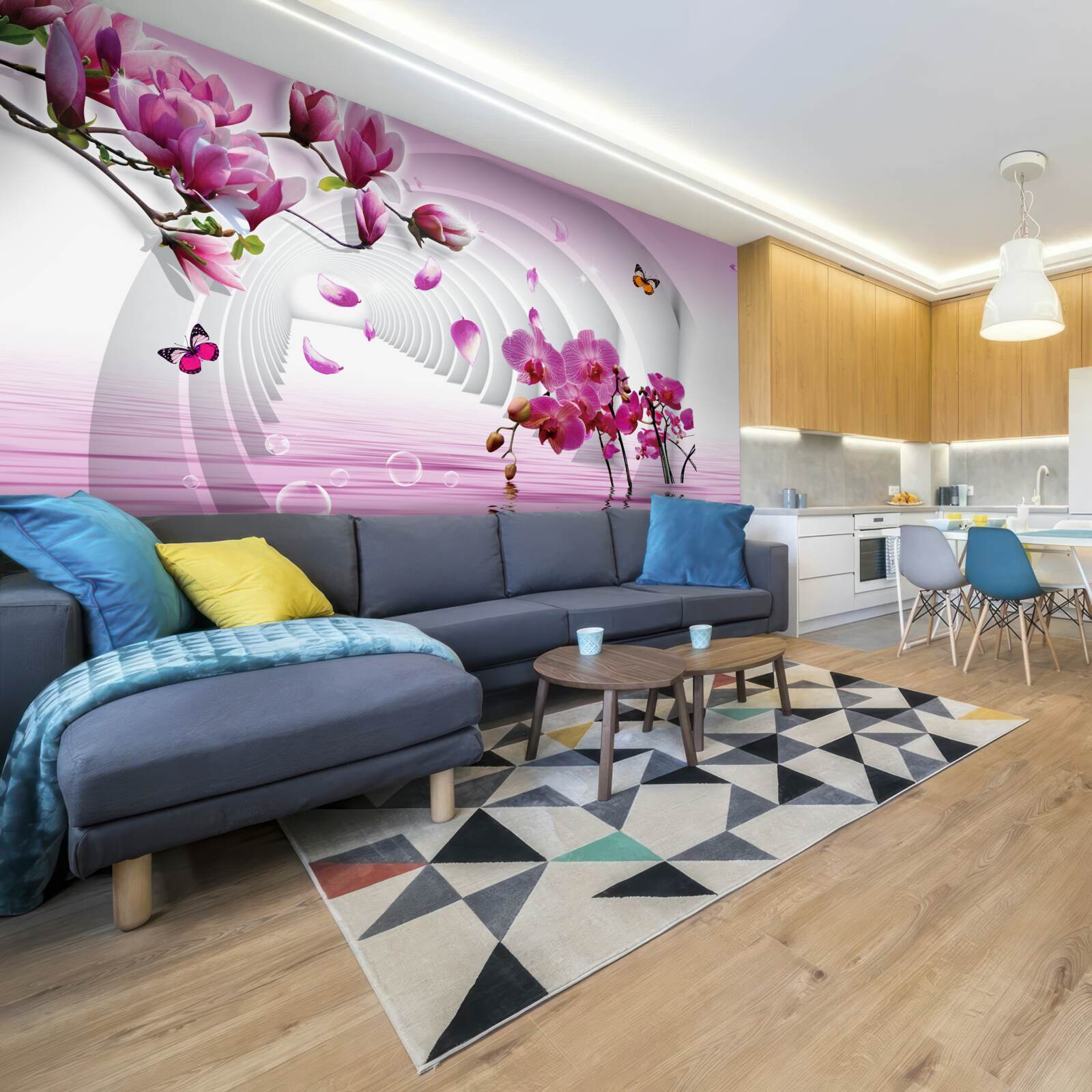 Fototapeta koláž z jemných fialových kvetov magnólie