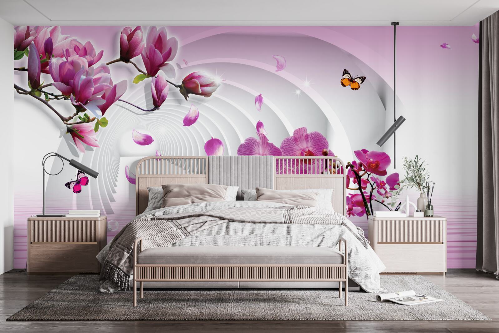 Fototapeta koláž z jemných fialových kvetov magnólie