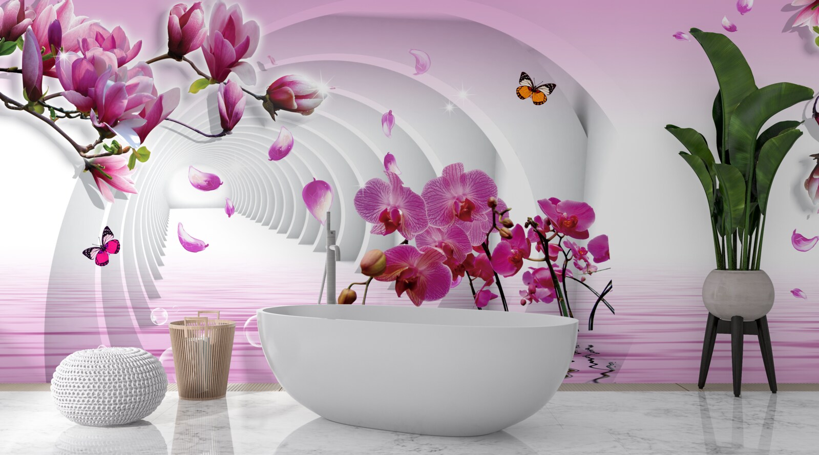 Fototapeta koláž z jemných fialových kvetov magnólie