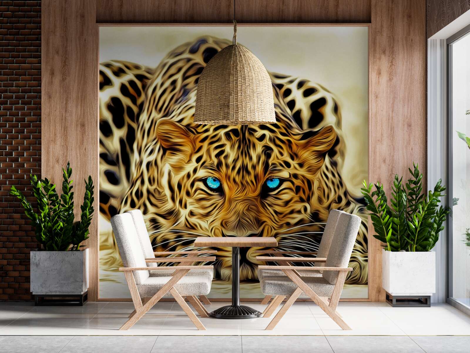 Fototapeta s modrými očami sa panter skrýval