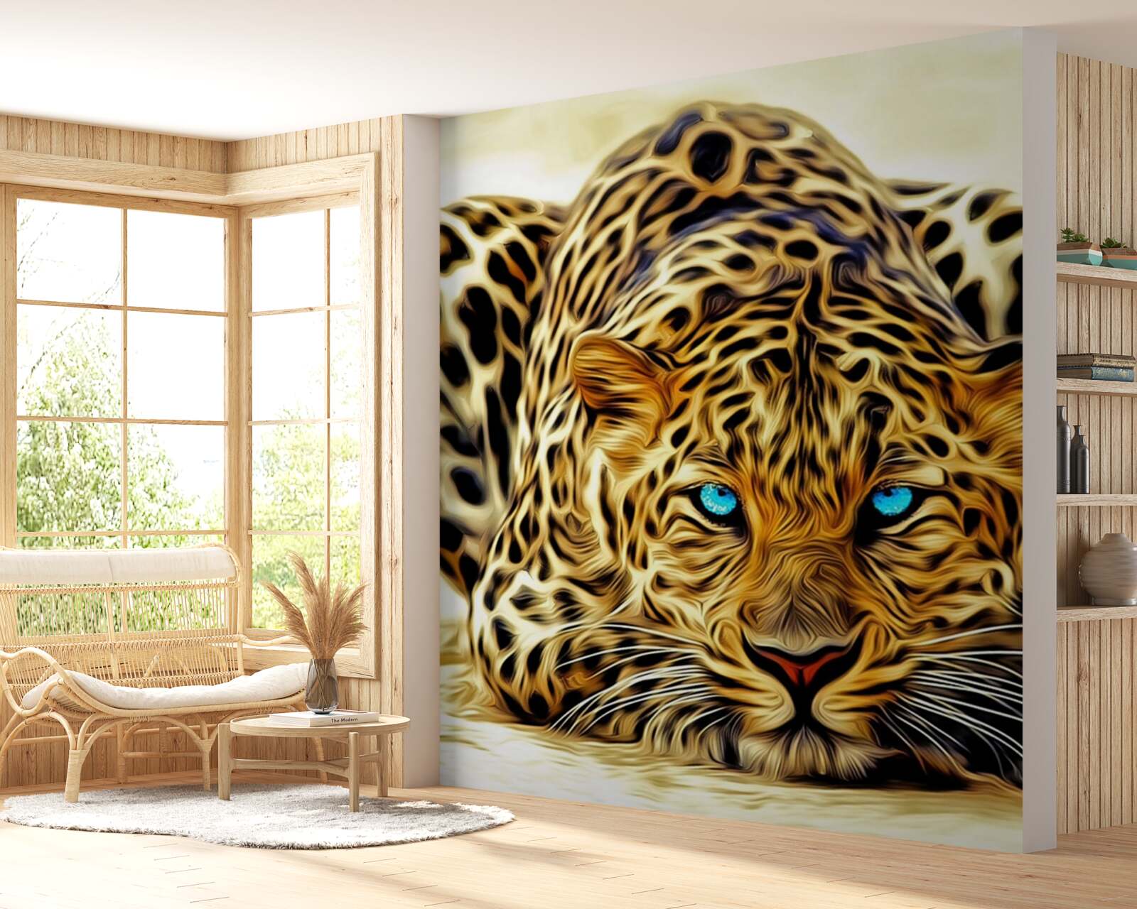 Fototapeta s modrými očami sa panter skrýval