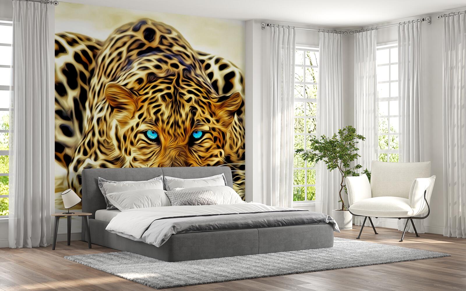 Fototapeta s modrými očami sa panter skrýval