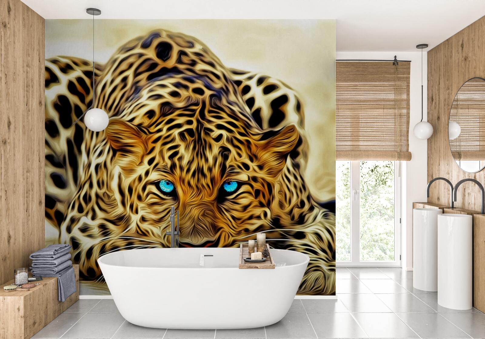 Fototapeta s modrými očami sa panter skrýval