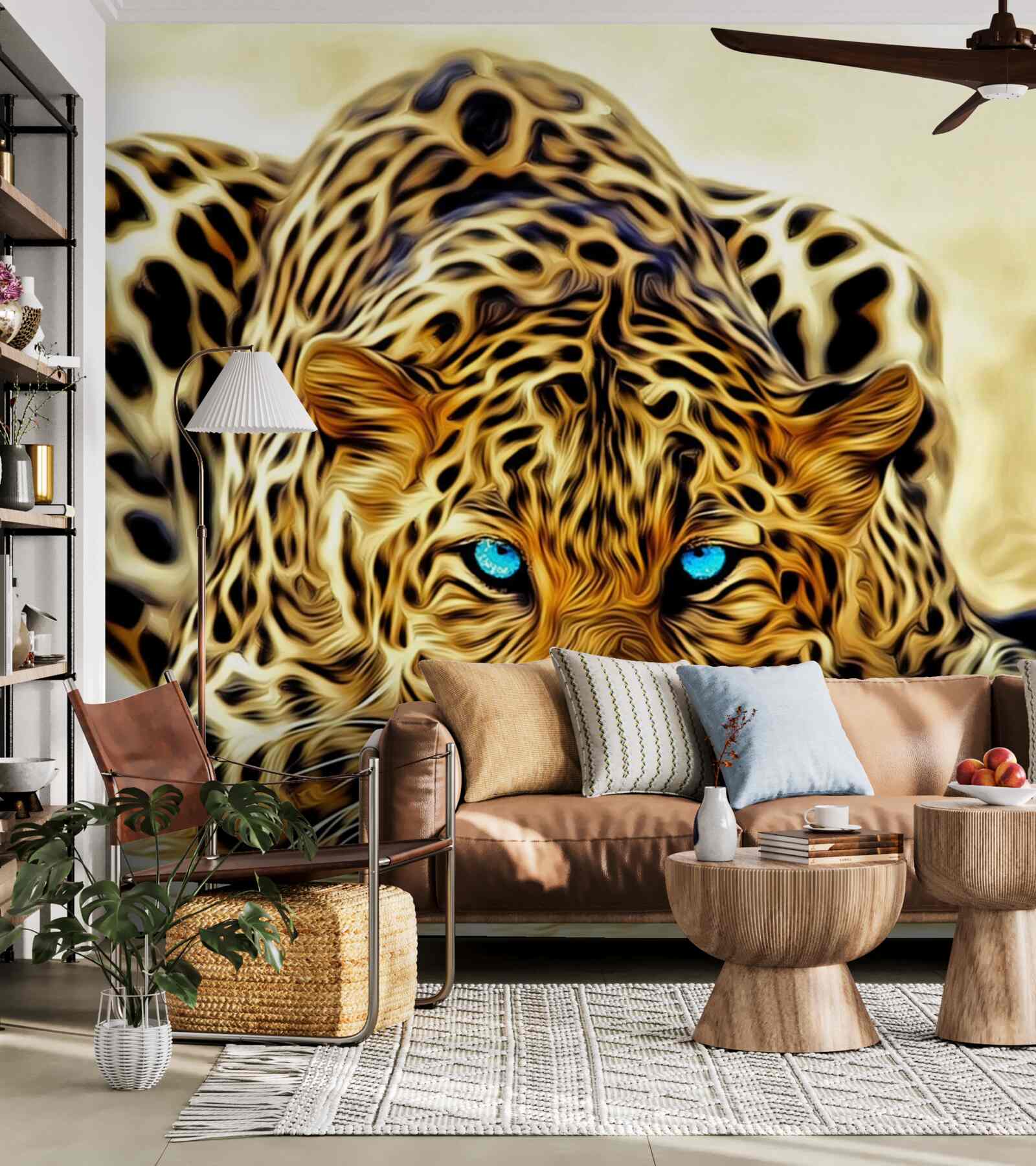 Fototapeta s modrými očami sa panter skrýval